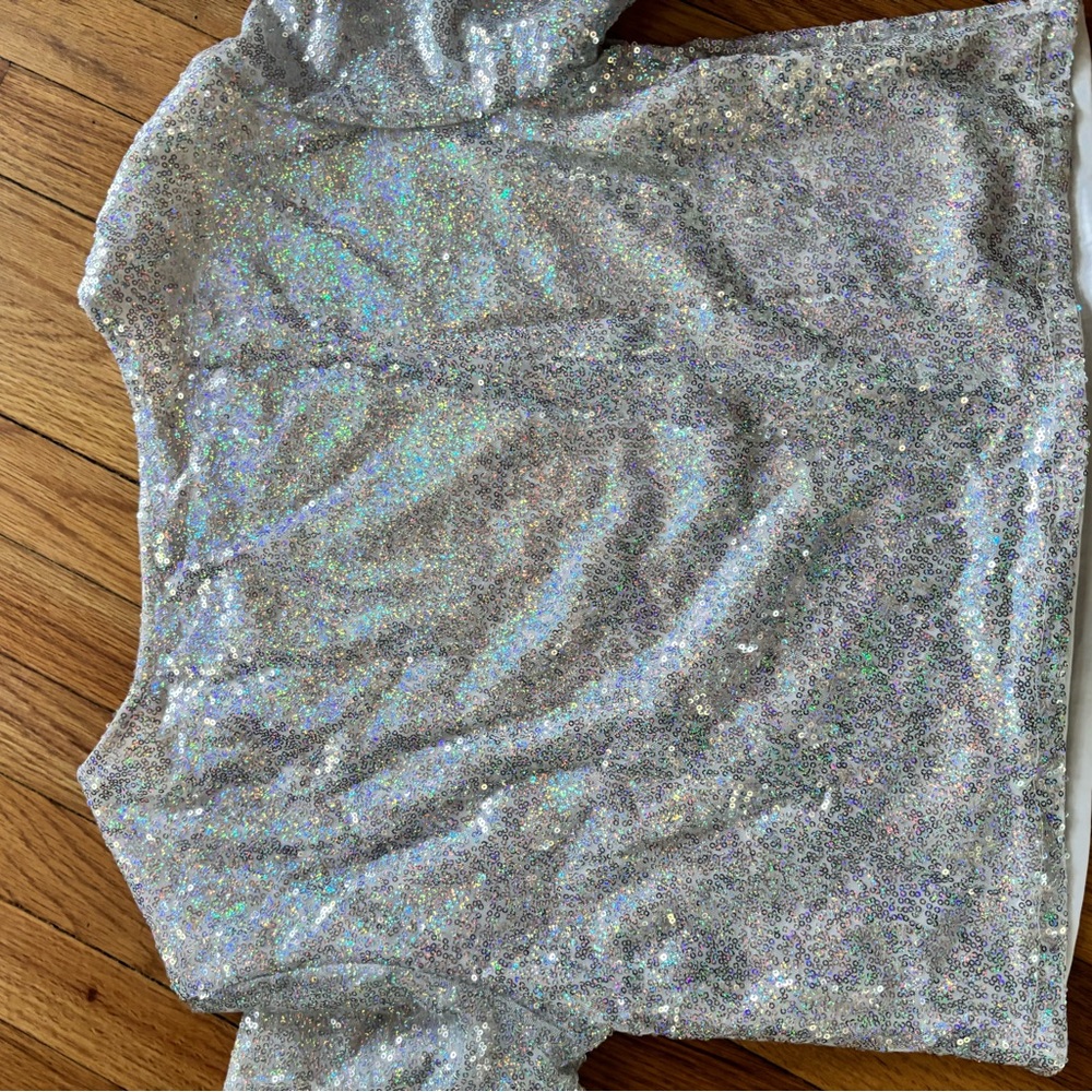 SHEIN Glittering Silver Sequin Top